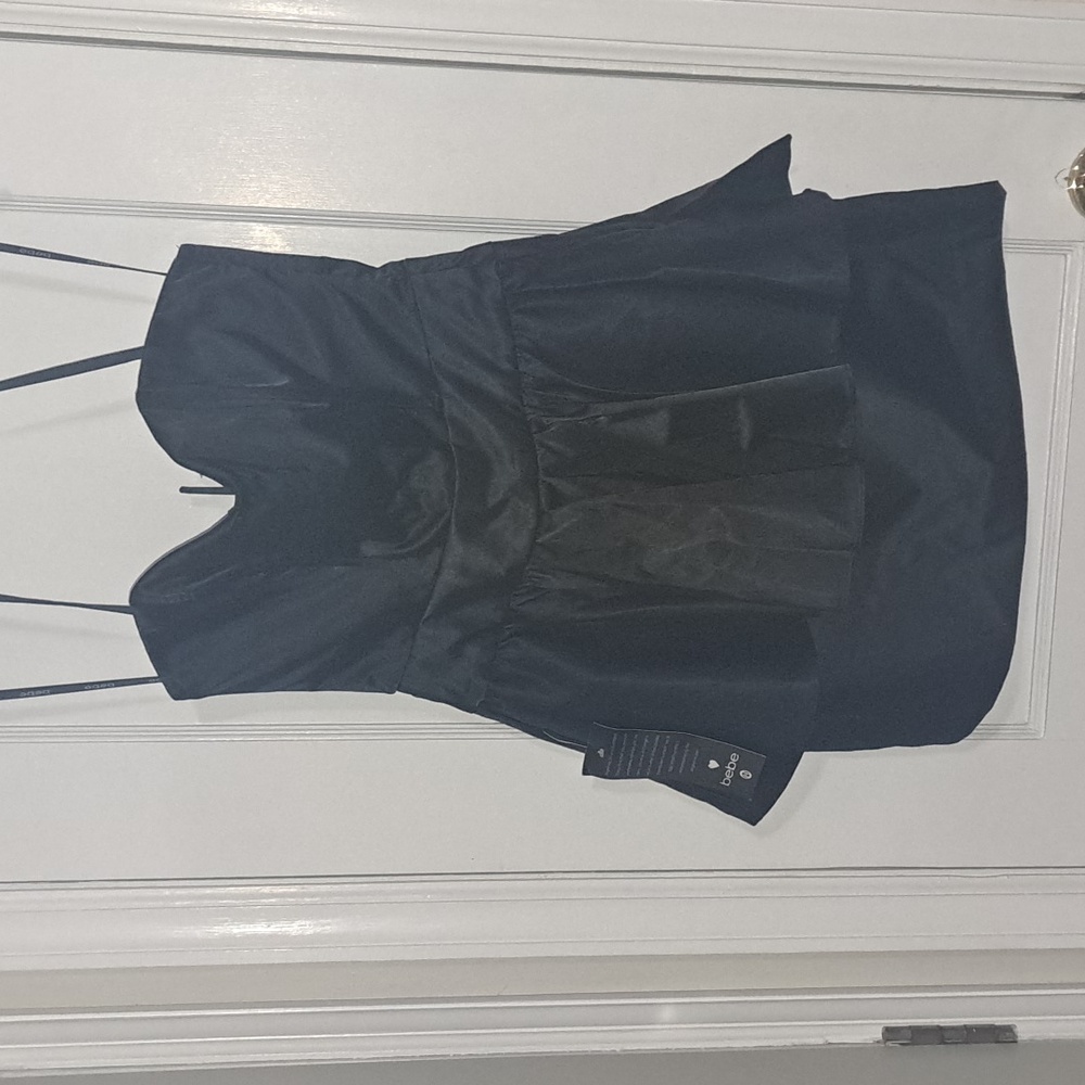 NWT bebe Black Cateu Peplum Dress SZ M🏖